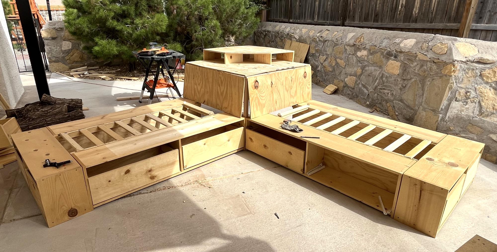 Twin Corner Beds with Storage Tower Ana White